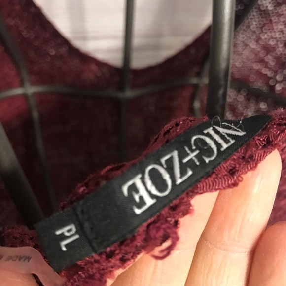 PETITE NIC + ZOE Crocheted Sleeveless Maroon Tank Top Size Large - Picture 10 of 11